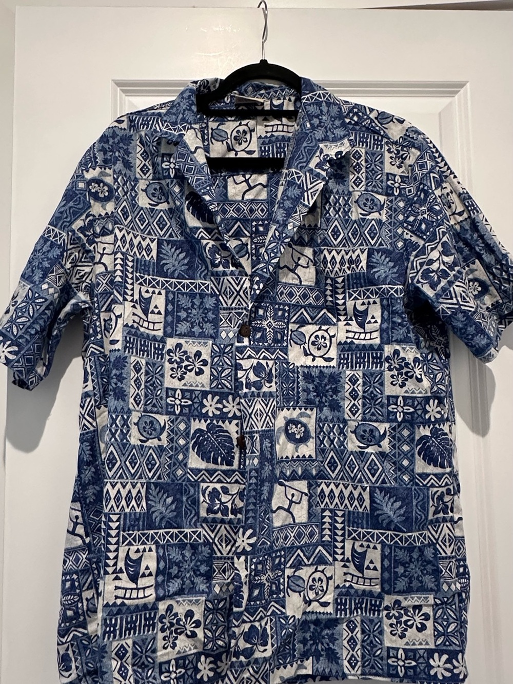 Royal Creations Blue Patterned Short-Sleeve Men's Shirt